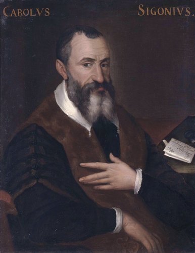 Retrato de Carlo Sigonio, por algún seguidor de Bartolomeo Passerotti. Óleo sobre tela, 87 x 68 cm
