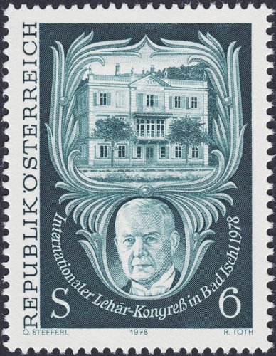 Austria, 1978, Congreso Internacional sobre Franz Lehár (1870-1948). Diseño de Otto Stefferl y grabado de Rudol Toth. Calcografía