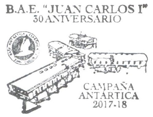 Matasellos turístico. Base Antártica Española Juan Carlos I. 2018-02-06. Marca 30 Aniversario. Baja.jpeg