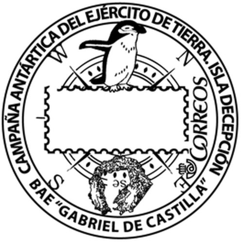 Matasellos turístico. BAE Gabriel de Castilla. Campaña Antártica del Ejército de Tierra. Isla Decepción. Boceto. Baja.jpg