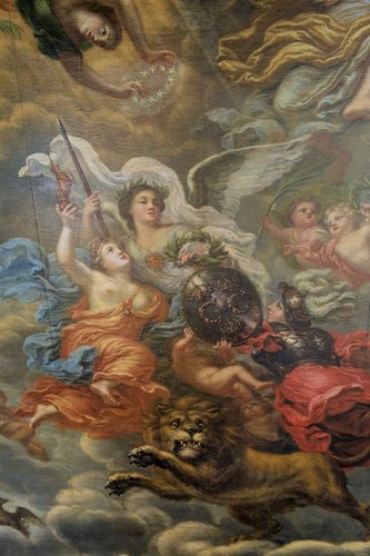 “Alegoría de las gloriosas gestas de los reyes suecos”, de David Klöcker Ehrenstrahl; óleo sobre lienzo, 595 x 344 cm, Palacio de Drottningholm (Estocolmo)