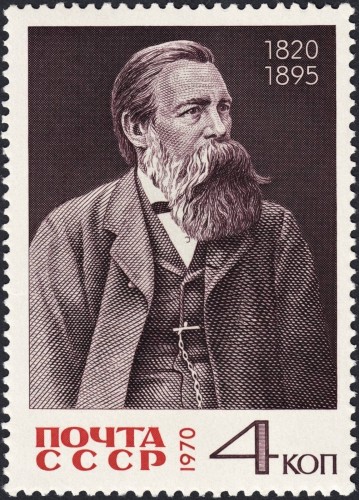 Unión Soviética, 1970. Uno de los mejores sellos grabados por Lydia Mayorova, el retrato soberbio de Friedrich Engels en el que empleó casi dos meses. Impresión en calcografía
