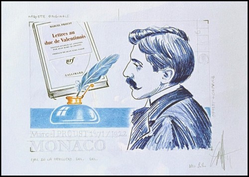 Diseño definitivo y adoptado de Cyril de La Patellière para el sello de Proust que ha grabado Albuisson