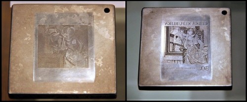 Dos de los cuatro grabados a buril realizados por Václav Fajt para el sello anterior de Bohumír Matal