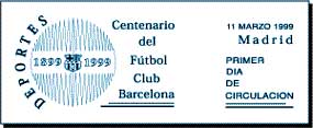 FÚTBOL CLUB BARCELONA. Matasellos 1º Día en Madrid. 17 de Marzo 2003.