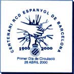 REAL CLUB DEPORTIVO ESPANYOL. Matasellos de 1º Día en Barcelona. 19 de Abril de 2000.