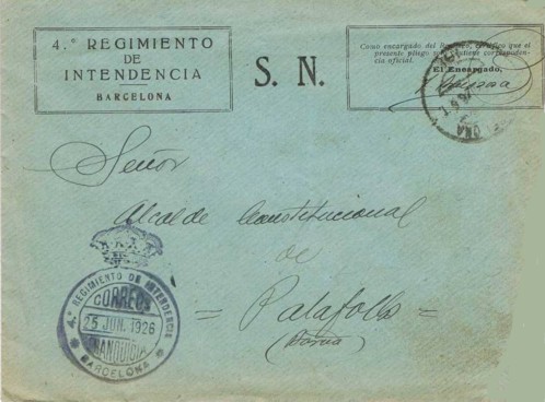 BARCELONA, 4º Regimiento Intendencia 1926